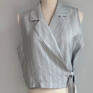 Native Youth Sleeveless Wrap Shirt with Tie in Light Blue Size L